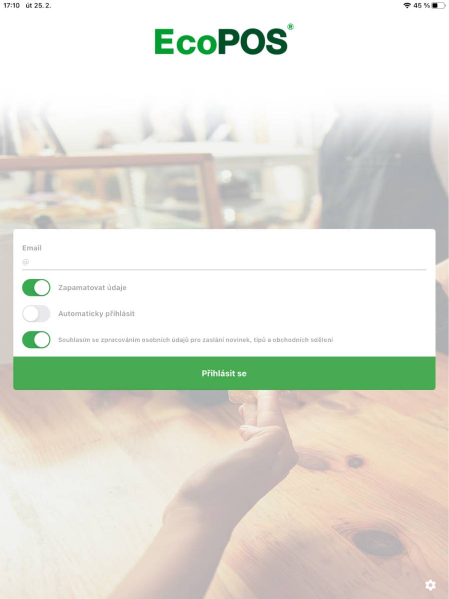 Přihlašovací obrazovka EcoPOS