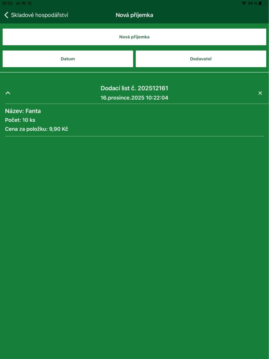 Příjemka – příjem zboží na sklad